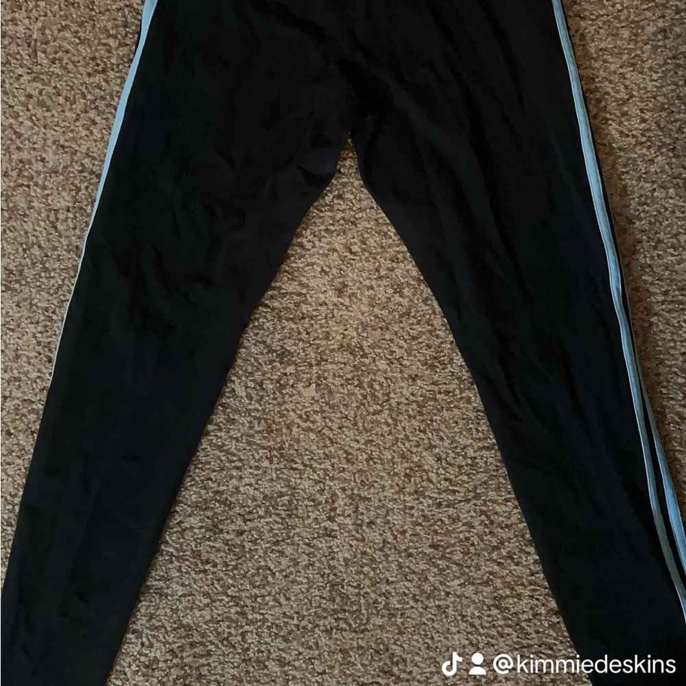 Adidas Black Track Pants with White Stripes